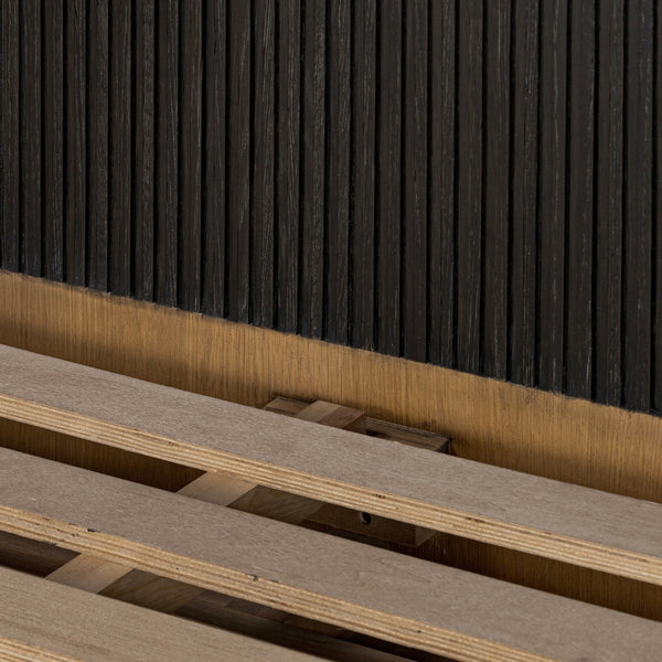 Fletcher Queen Bed - Distressed Black Oak