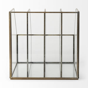 Fred 9.1L x 7.9W x 7.9H Gold Metal and Glass File Folder