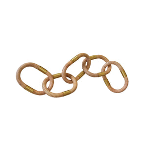 OVAL NATURAL RATTAN DECORATIVE CHAIN WITH BRASS DETAIL