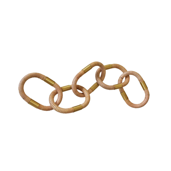 OVAL NATURAL RATTAN DECORATIVE CHAIN WITH BRASS DETAIL