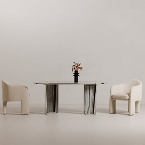Celia Oval Dining Table in Panda Marble