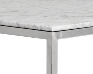 Abel Counter Table - Stainless Steel - White Marble