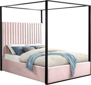 Daniel King Bed In Pink Velvet