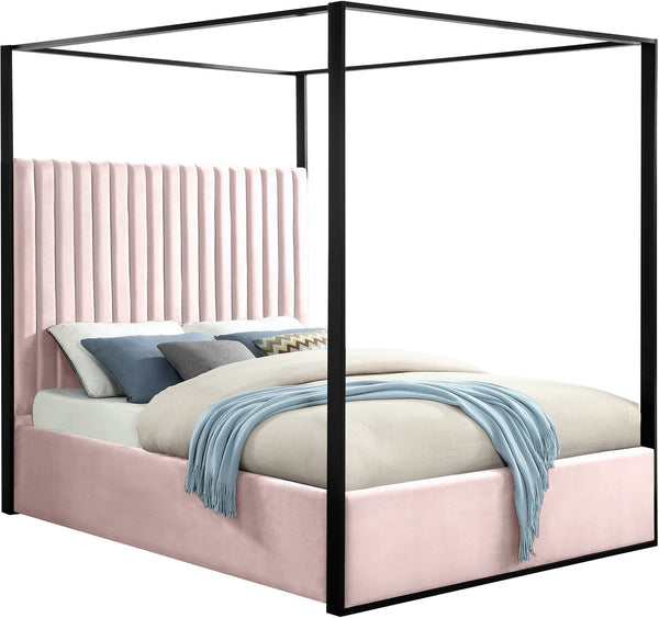 Daniel King Bed In Pink Velvet