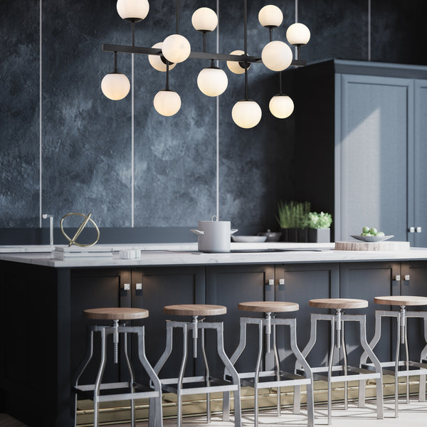 Midnetic 13 Light Island/Billiard in Matte Black Finish