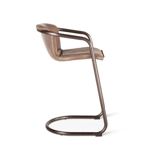 Portofino Distressed Jet Brown Leather Bar Chair