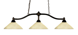Chance 3 Light Billiard Light in Bronze Finish