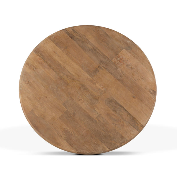 San Rafael 54-Inch Round Mango Wood Dining Table in Antique Oak Finish