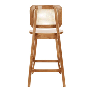 Maury Wood Counter Stool w/ Rattan, Natural