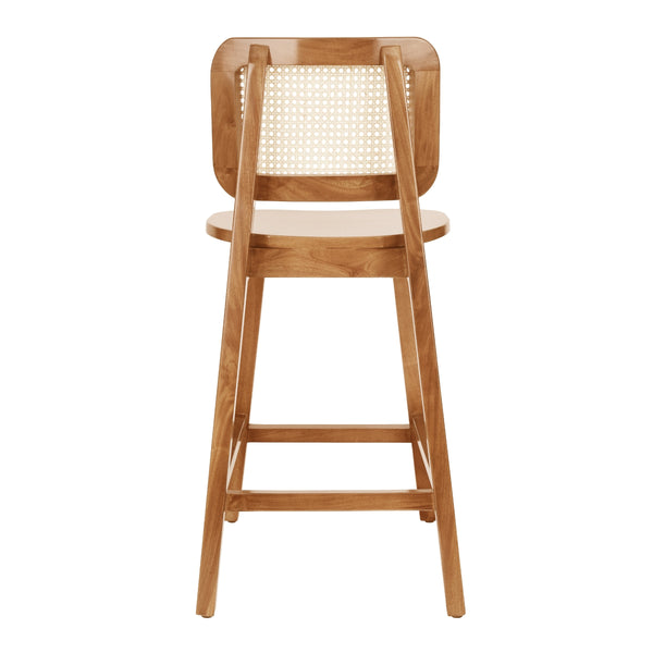 Maury Wood Counter Stool w/ Rattan, Natural