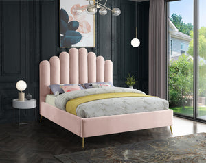 Anita King Bed In Pink Velvet