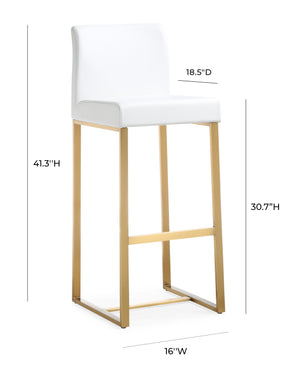 Denmark White Gold Steel Barstool (Set of 2)