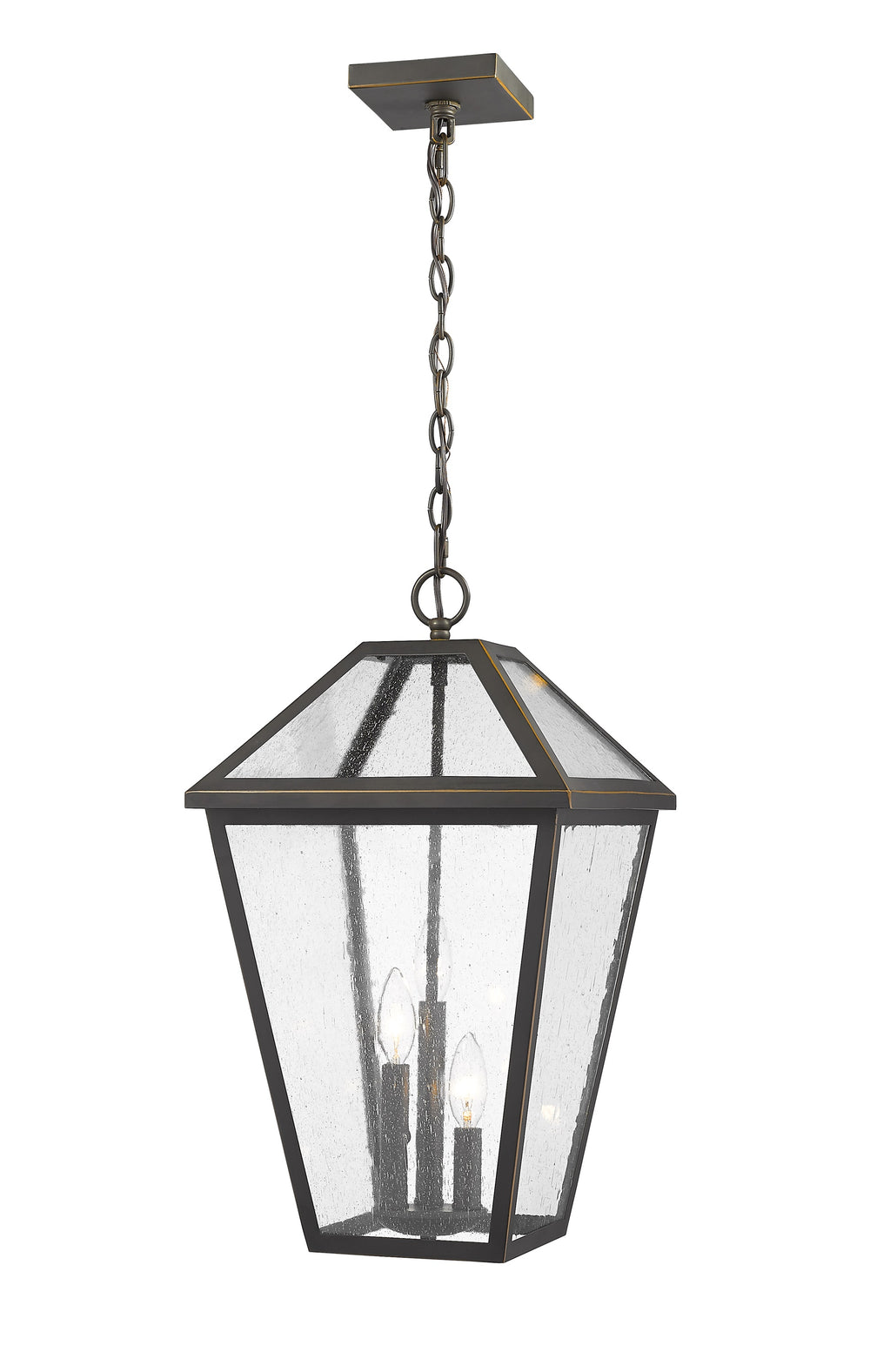 Talbot 3 Light Outdoor Chain Mount Ceiling Fixture in Rubbed Bronze Finish