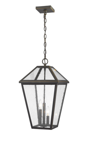 Talbot 3 Light Outdoor Chain Mount Ceiling Fixture in Rubbed Bronze Finish