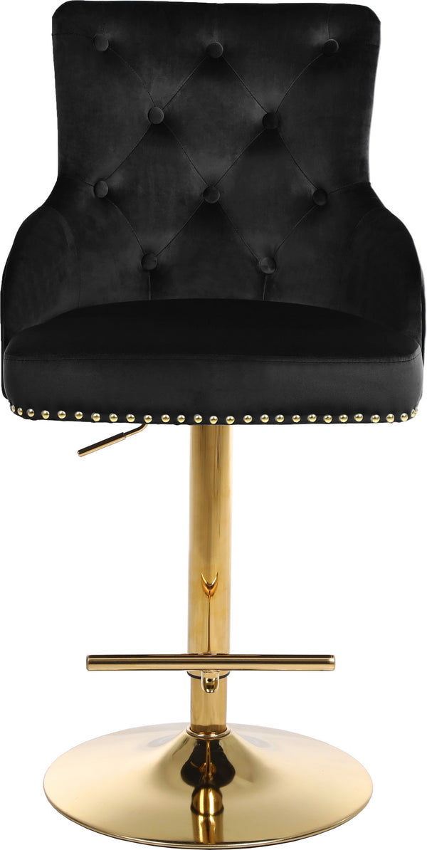 Stella Adjustable Stool In Black Velvet and Gold