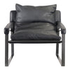 Connor Club Chair in Black Leather with Iron Frame