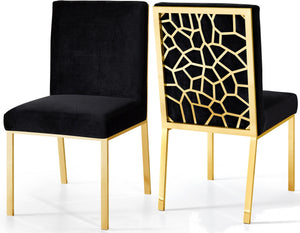 Sammy Dining Chair In Black Velvet and Gold