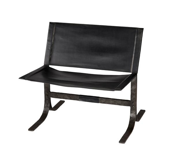 Alessa Leather Sling Chair, Black