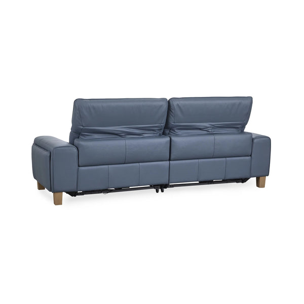 Alea Leather Power Recliner Sofa - Smoke Blue