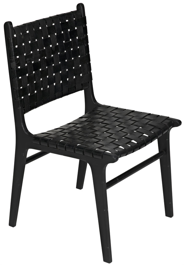 Dede Dining Chair, Leather, Black