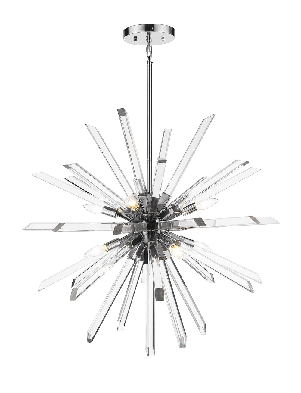 Burst 8 Light Chandelier in Chrome Finish