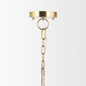 Sadah Large Clear Blown Glass w/ Gold Metal Pendant Light