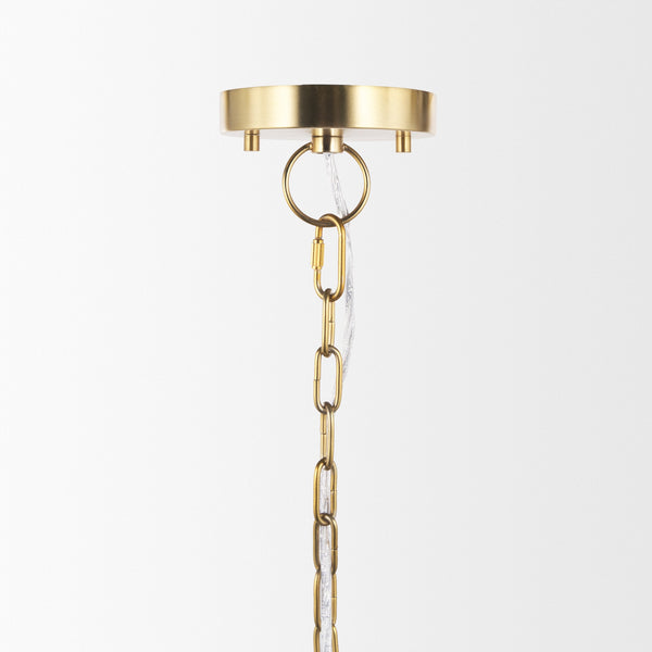 Sadah Large Clear Blown Glass w/ Gold Metal Pendant Light