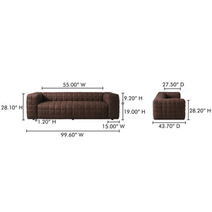 Moe's Callan Sofa in Dark Brown Leather
