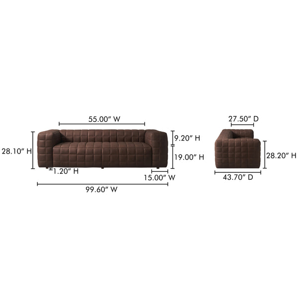 Moe's Callan Sofa in Dark Brown Leather