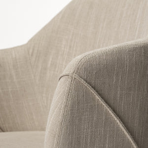 Ronald II Cream Fabric Wrap Brown Wooden Base Dining Chair