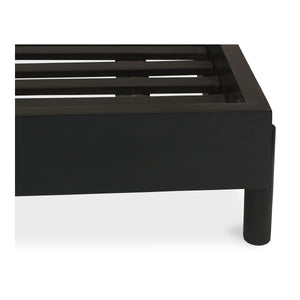 Misaki Queen Bed in Black with Carved Headboard