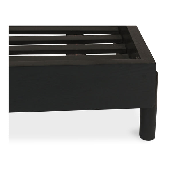Misaki Queen Bed in Black with Carved Headboard