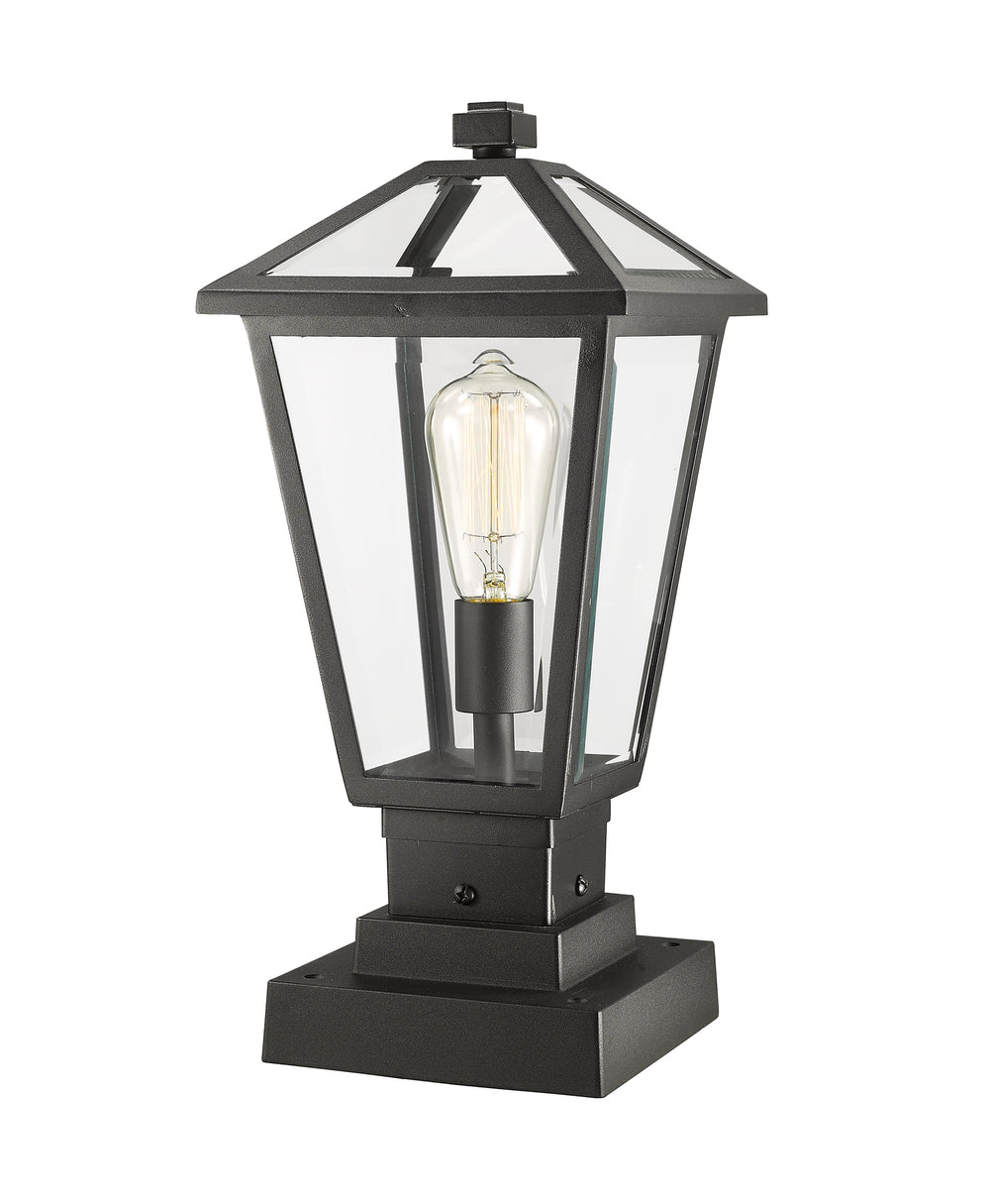 Talbot 1 Light Outdoor Pier Mounted Fixture in Black Finish