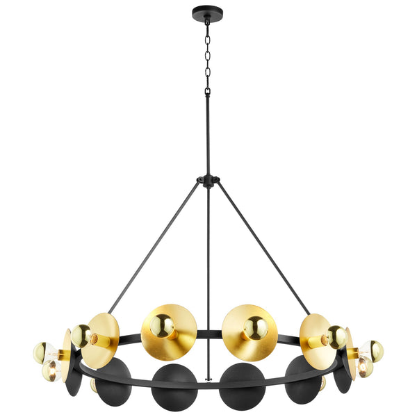 Artemis Chandelier in Noir and Gold Leaf
