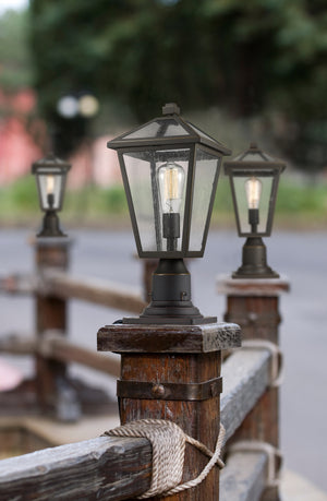 Talbot 1 Light Outdoor Pier Mounted Fixture in Rubbed Bronze Finish