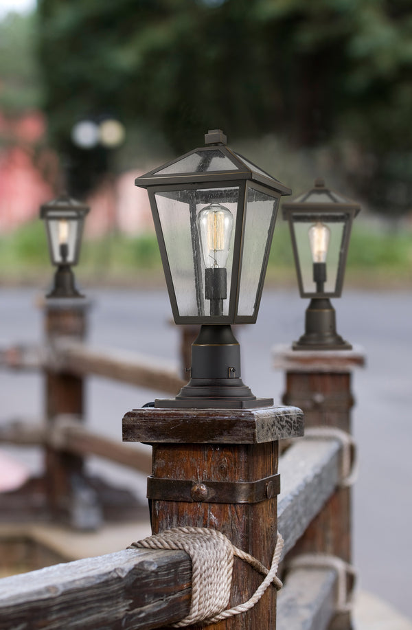 Talbot 1 Light Outdoor Pier Mounted Fixture in Rubbed Bronze Finish
