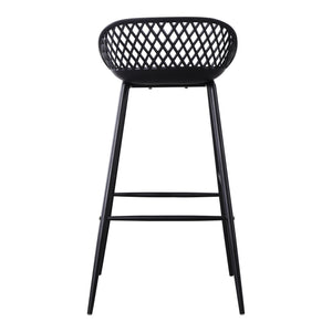 Piazza Outdoor Barstool Set, Black, Wicker Back
