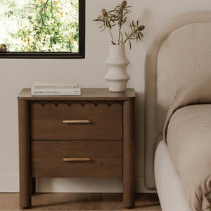 Wiley Nightstand in Vintage Brown with Brass Handles