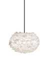Eos Medium Plug-In Pendant in White with Black Cord