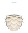 Aluvia Medium Hardwired Pendant in Pearl with White Cord