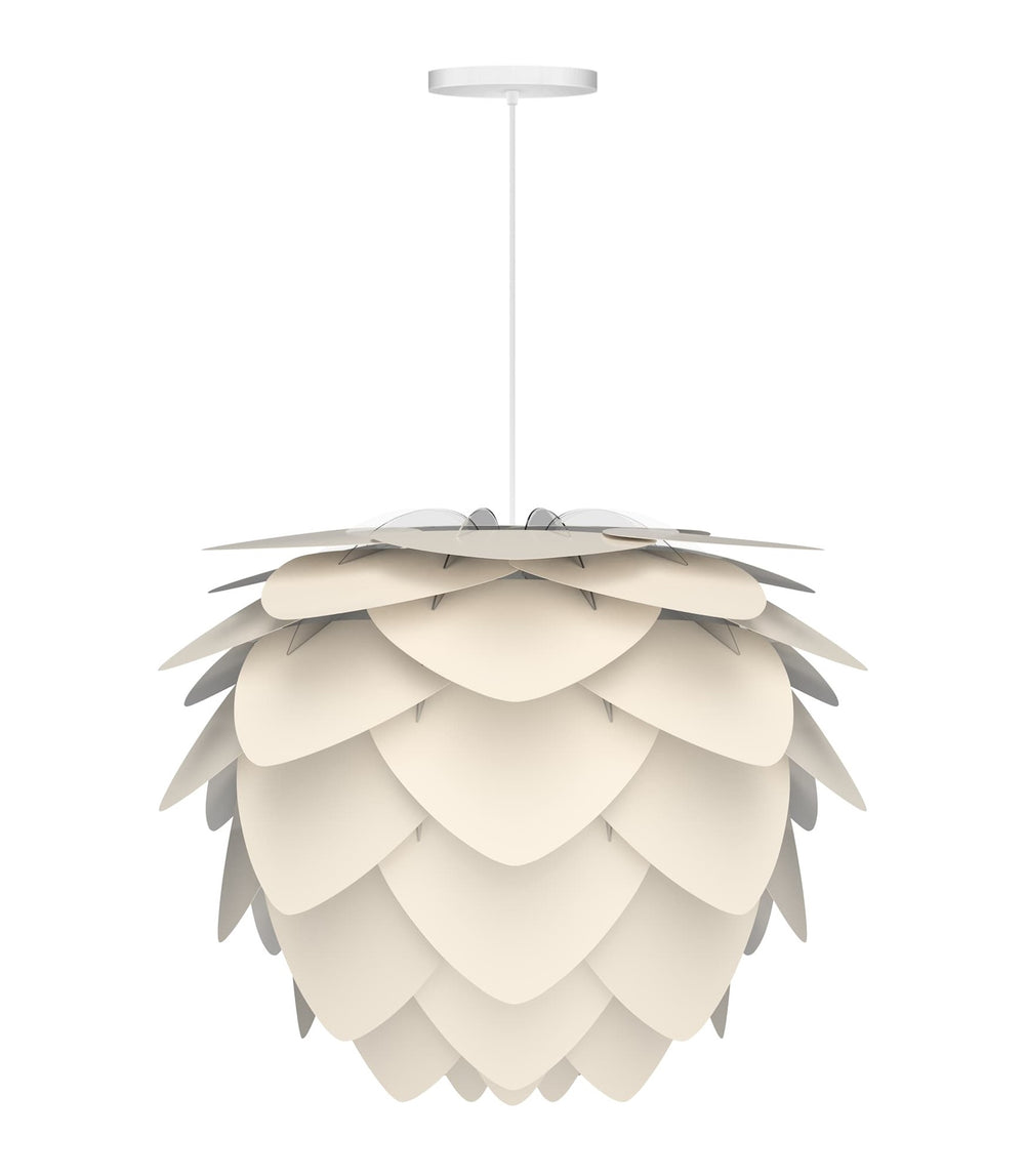 Aluvia Medium Hardwired Pendant in Pearl with White Cord