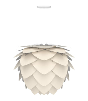 Aluvia Medium Hardwired Pendant in Pearl with White Cord