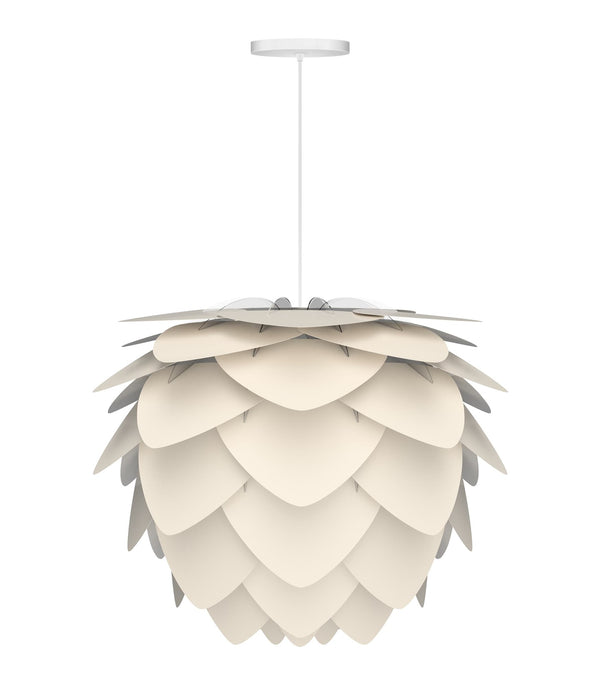 Aluvia Medium Hardwired Pendant in Pearl with White Cord