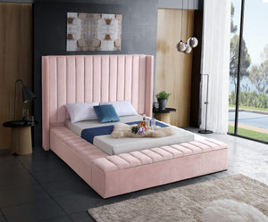 Joanne Full Bed In Pink Velvet