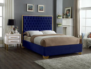 Jared Queen Bed In Navy Velvet