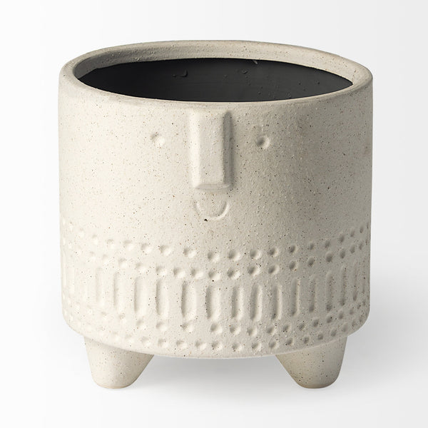 Jacob I Short White Ceramic Smiling Face Vase