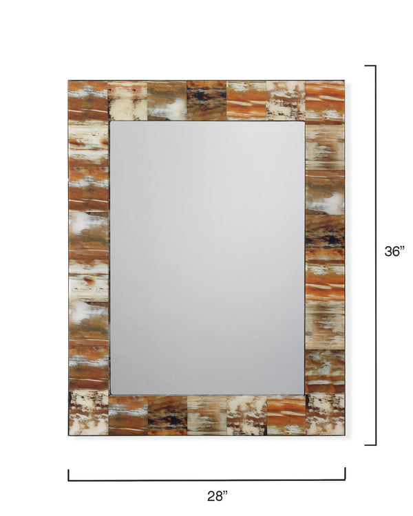 Medium Rectangular Wall Rectangle Mirror in Natural Faux Horn