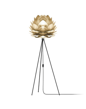 Silvia 60" Tripod Floor Lamp in Brass Foil Finish and Black Base