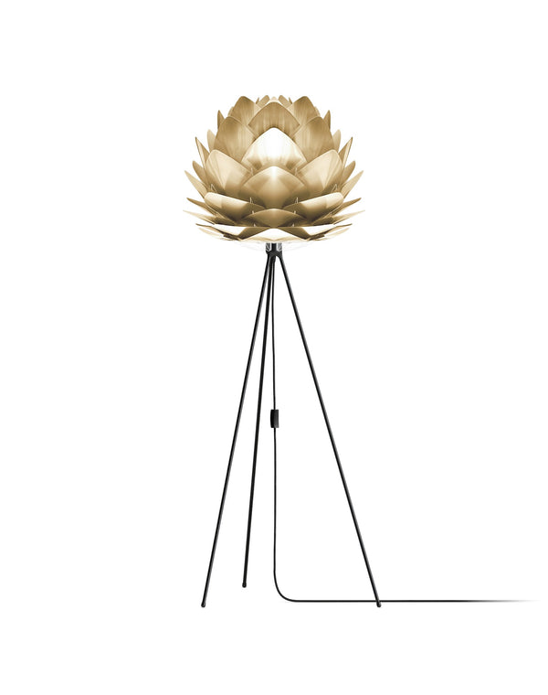 Silvia 60" Tripod Floor Lamp in Brass Foil Finish and Black Base