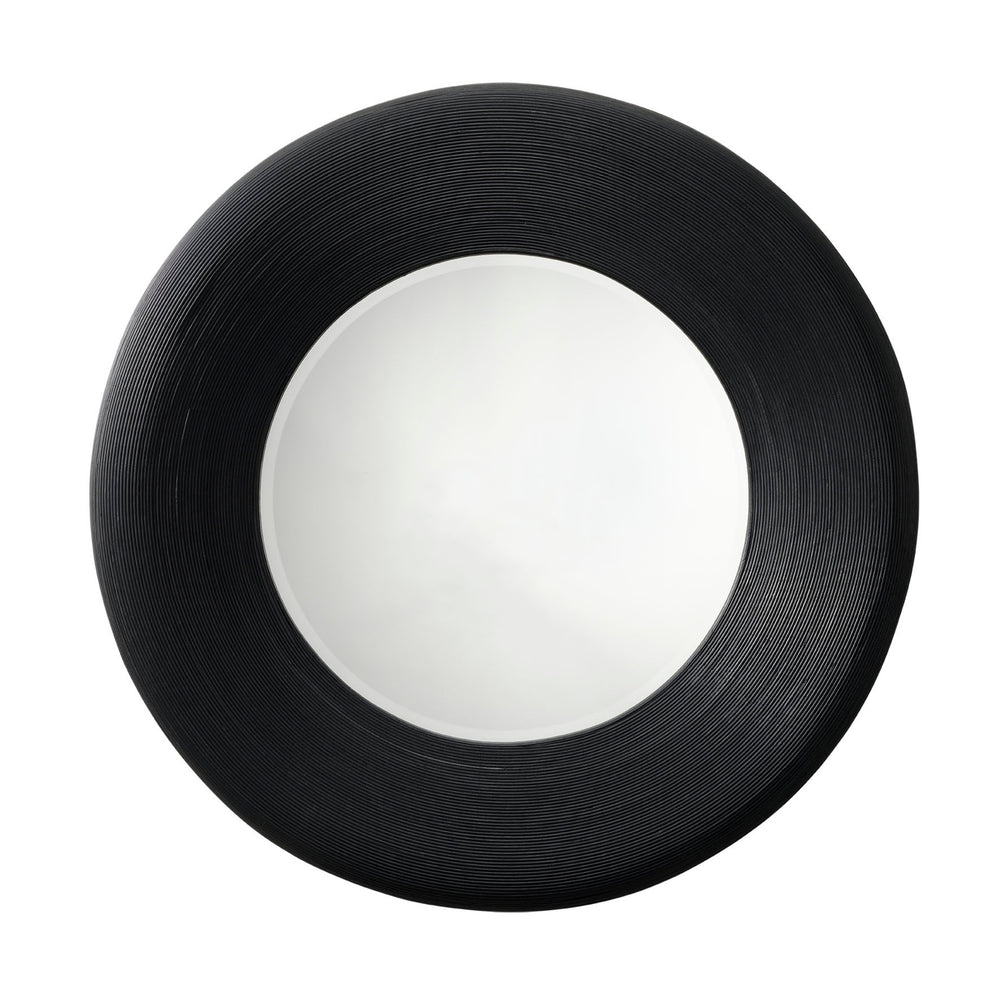 Paddock Bamboo Round Wall Mirror, Black